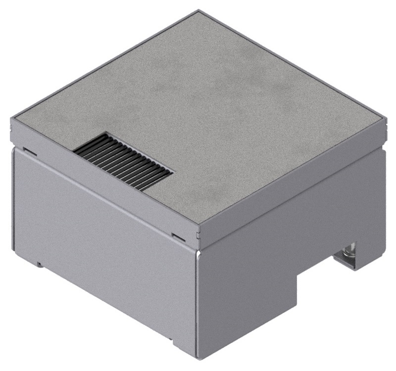 Produktbild UBD 160 158  -  Unterflur-Bodendose UBD 160 inkl. belegtem Deckel aus Chromstahl, geschliffen, und 1 Bürstenauslass