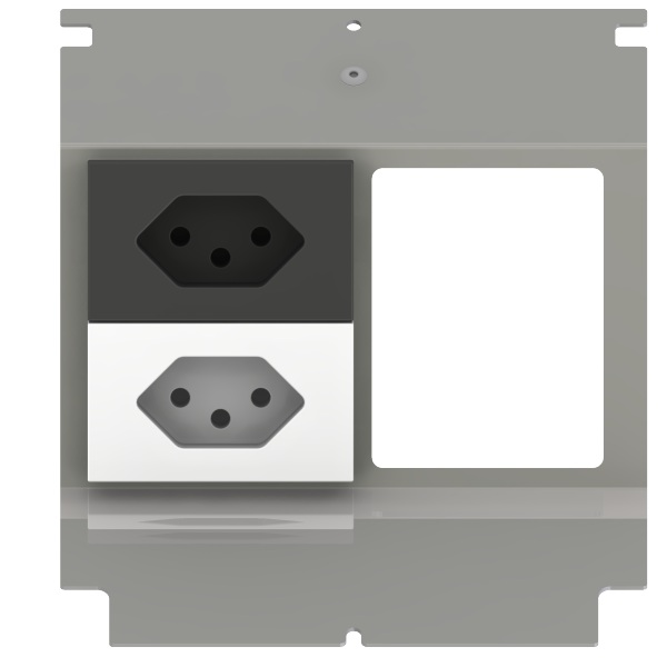 Produktbild UBD 160 167  -  Steckdoseneinsatz für 4 FLF, leer, mit 1x T13 weiss und 1x T13 schwarz