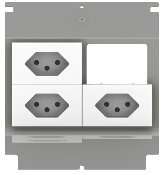 Produktbild UBD 160 175  -  Steckdoseneinsatz für 4 FLF, leer, mit 3x 1xT13, weiss