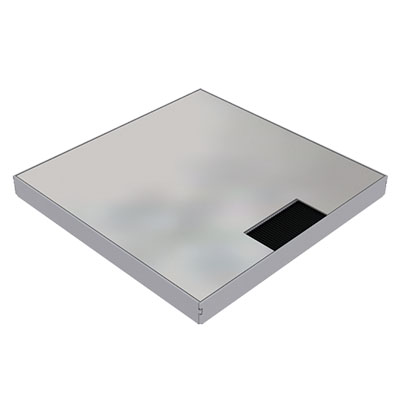 Produktbild DBK 210 001  -  Doppelboden-Auslass DBK 210 inkl. belegtem Deckel aus Chromstahl, geschliffen, und 1 Bürstenauslass