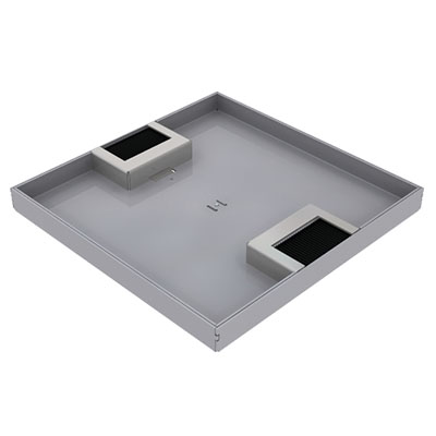 Produktbild DBK 210 152  -  Doppelboden-Auslass DBK 210 inkl. Deckel mit Kante, 15mm Vertiefung und 2 Bürstenauslässen