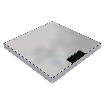 Produktbild DBK 260 001  -  Doppelboden-Auslass DBK 260 inkl. belegtem Deckel aus Chromstahl, geschliffen, und 1 Bürstenauslass