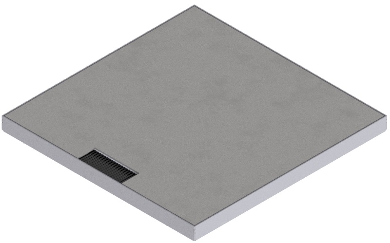 Produktbild DBK 320 001  -  Doppelboden-Auslass DBK 320 inkl. belegtem Deckel aus Chromstahl, geschliffen, und 2 Bürstenauslässen