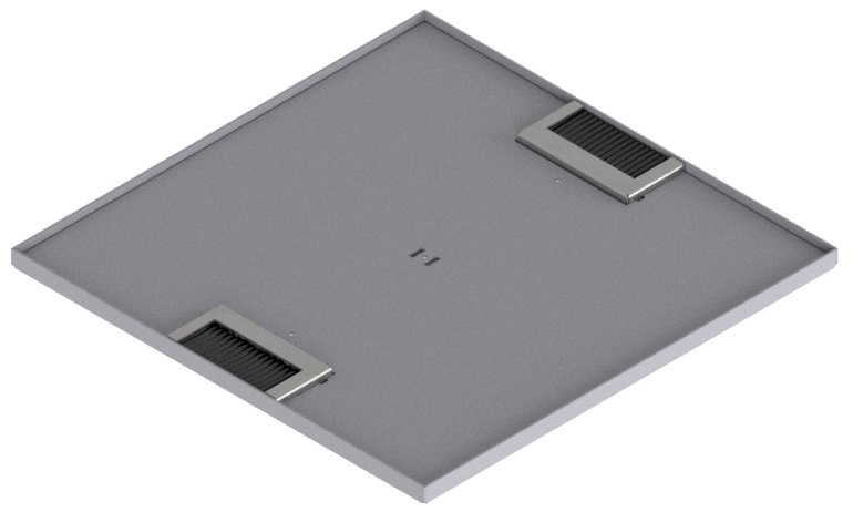 Produktbild DBK 320 052  -  Doppelboden-Auslass DBK 320 inkl. Deckel (SVZ) mit 5mm Vertiefung und 2 Bürstenauslässen