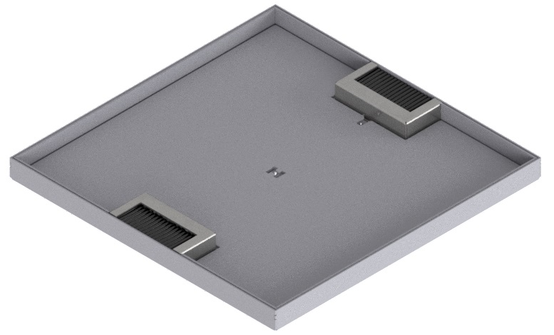 Produktbild DBK 320 152  -  Doppelboden-Auslass DBK 320 inkl. Deckel mit Kante, 15mm Vertiefung und 2 Bürstenauslässen