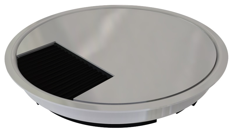 Produktbild DBR 130 001  -  Doppelboden-Auslass DBR 130 inkl. belegtem Deckel aus Chromstahl, geschliffen, mit Rand und 1 Bürstenauslass