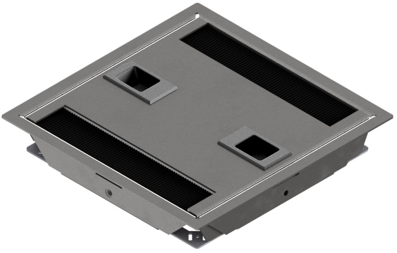 Produktbild DBR 180 002  -  Doppelboden-Auslass DBR 180 inkl. Deckel aus Chromstahl, mit Rand, Schnappverschluss und 2 Bürstenauslässem