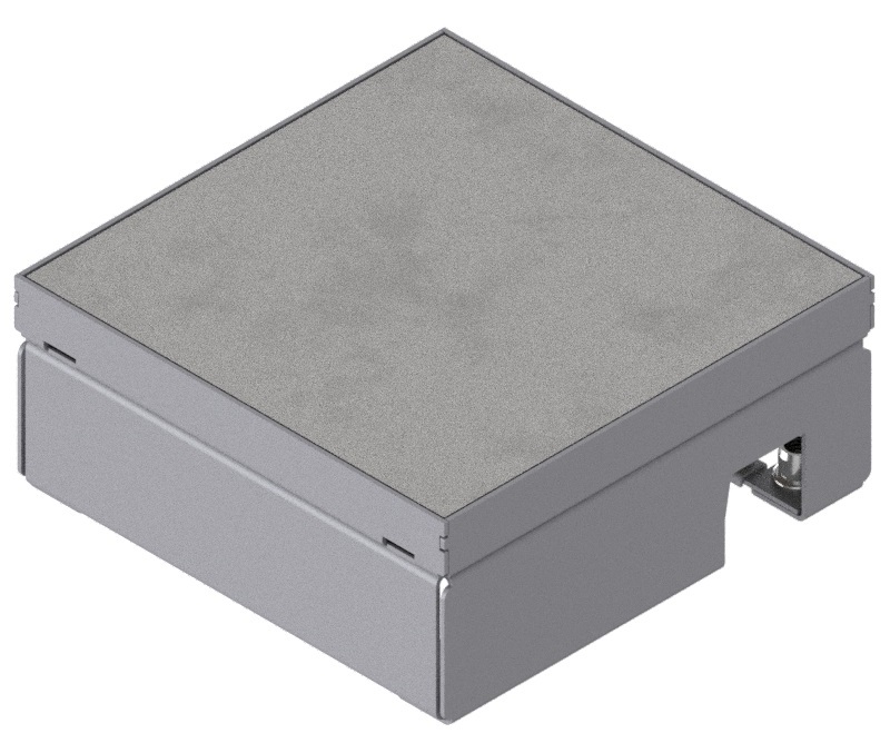 Produktbild UBD 165 153  -  Unterflur-Bodendose UBD 160 small inkl. belegtem Blinddeckel aus Chromstahl, geschliffen