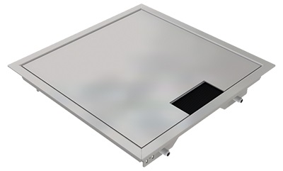 Produktbild DBR 210 001  -  Doppelboden-Auslass DBR 210 inkl. belegtem Deckel aus Chromstahl, geschliffen, mit Rand und 1 Bürstenauslass