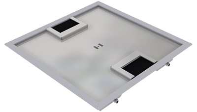 Produktbild DBR 210 052  -  Doppelboden-Auslass DBR 210 inkl. Deckel (SVZ) mit Rand, 5mm Vertiefung und 2 Bürstenauslässen