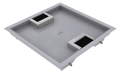 Produktbild DBR 210 152  -  Doppelboden-Auslass DBR 210 inkl. Deckel mit Rand, 15mm Vertiefung und 2 Bürstenauslässen