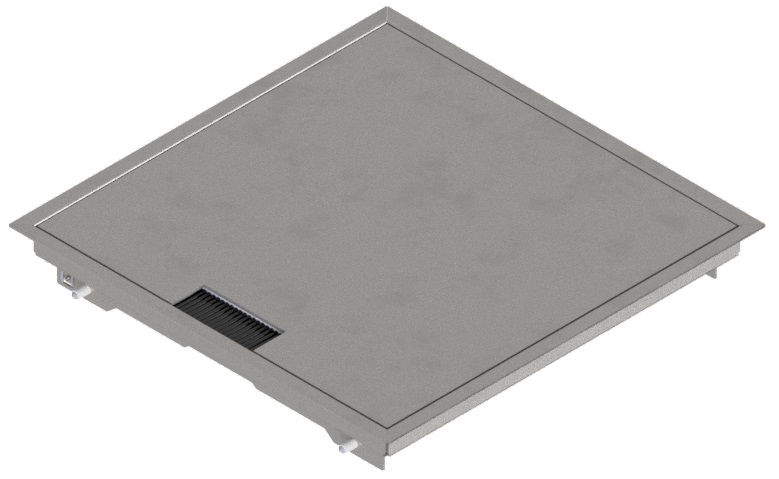 Produktbild DBR 320 001  -  Doppelboden-Auslass DBR 320 inkl. belegtem Deckel aus Chromstahl, geschliffen, mit Rand und 1 Bürstenauslass