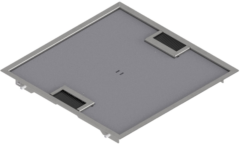 Produktbild DBR 320 052  -  Doppelboden-Auslass DBR 320 inkl. Deckel (SVZ) mit Rand, 5mm Vertiefung und 2 Bürstenauslässen