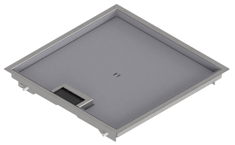 Produktbild DBR 320 151  -  Doppelboden-Auslass DBR 320 inkl. Deckel mit Rand, 15mm Vertiefung und 1 Bürstenauslass