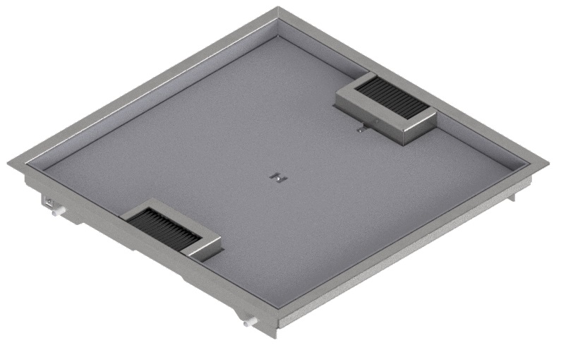 Produktbild DBR 320 152  -  Doppelboden-Auslass DBR 320 inkl. Deckel mit Rand, 15mm Vertiefung und 2 Bürstenauslässen