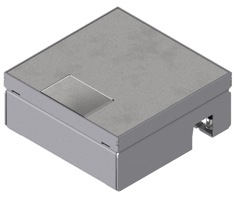 Produktbild UBD 165 157  -  Unterflur-Bodendose UBD 160 small inkl. belegtem Deckel aus Chromstahl, geschliffen, und 1 Schnurauslass