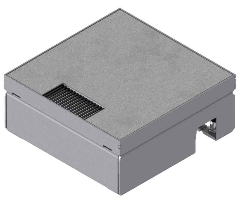 Produktbild UBD 165 158  -  Unterflur-Bodendose UBD 160 small inkl. belegtem Deckel aus Chromstahl, geschliffen, und 1 Bürstenauslass