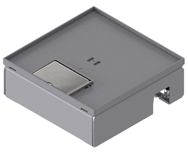 Produktbild UBD 167 051  -  Unterflur-Bodendose UBD 160 small inkl. Deckel, flach (SVZ), ohne Kante, 5mm Vertiefung und 1 Schnurauslass