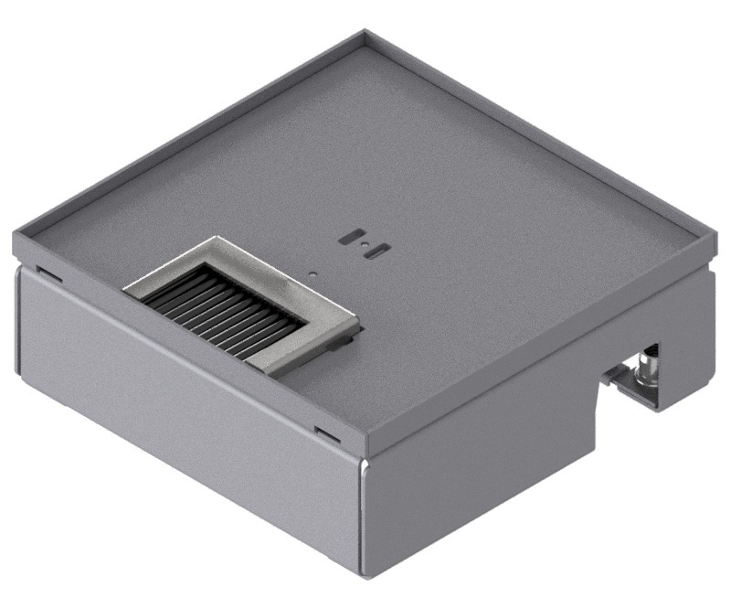 Produktbild UBD 167 052  -  Unterflur-Bodendose UBD 160 small inkl. Deckel, flach (SVZ), ohne Kante, 5mm Vertiefung und 1 Bürstenauslass