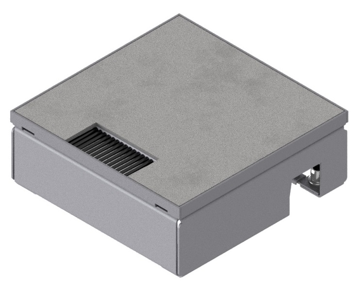 Produktbild UBD 167 163  -  Schwerlast-Unterflur-Bodendose UBD 160 small inkl. belegtem Deckel aus Chromstahl, geschliffen, und 1 Bürsten.