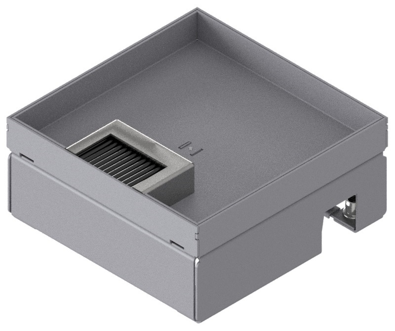 Produktbild UBD 167 202  -  Unterflur-Bodendose UBD 160 small inkl. Deckel mit Kante, 20mm Vertiefung und 1 Bürstenauslass