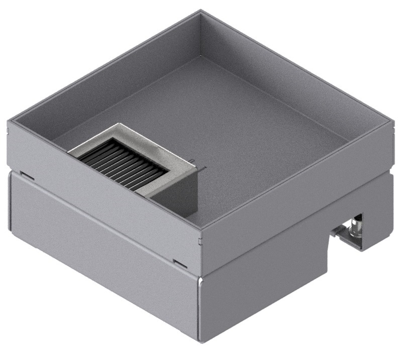 Produktbild UBD 167 302  -  Unterflur-Bodendose UBD 160 small inkl. Deckel mit Kante, 30mm Vertiefung und 1 Bürstenauslass