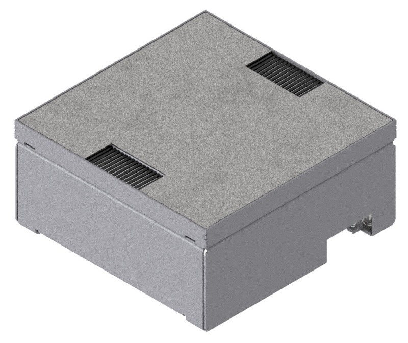 Produktbild UBD 210 203  -  Unterflur-Bodendose UBD 210 inkl. belegtem Deckel aus Chromstahl, geschliffen, und 2 Bürstenauslässe