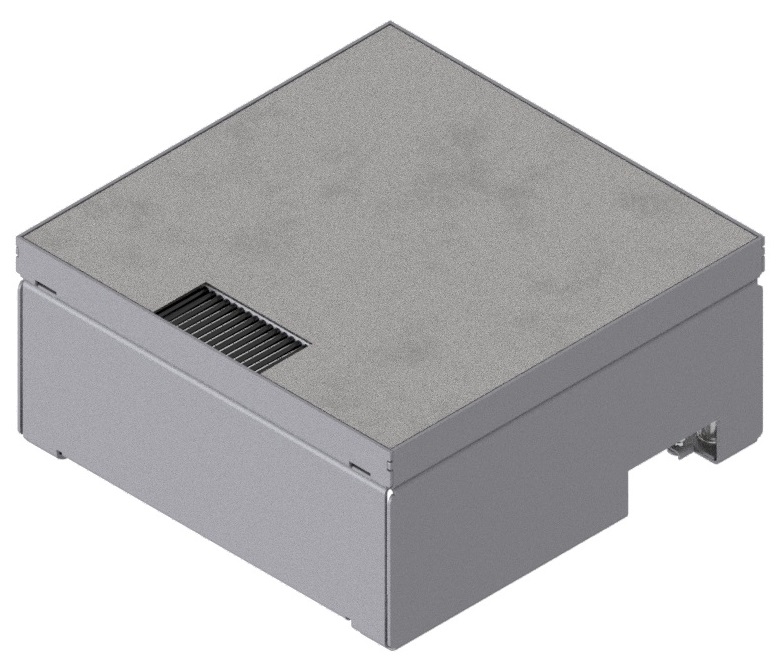 Produktbild UBD 210 208  -  Unterflur-Bodendose UBD 210 inkl. belegtem Deckel aus Chromstahl, geschliffen, und 1 Bürstenauslass