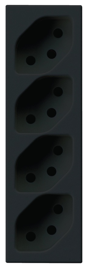 Produktbild FLF 413 102 - FLF-Steckdose 4xT13-parallel, schwarz mit Steckklemmen