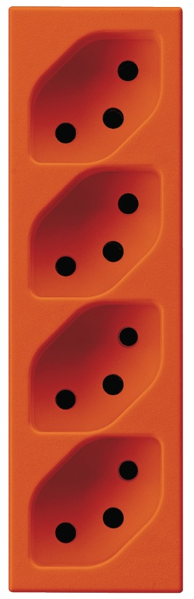 Produktbild FLF 413 203  -  FLF-Steckdose 4xT13-1x getrennt, orange mit Steckklemmen
