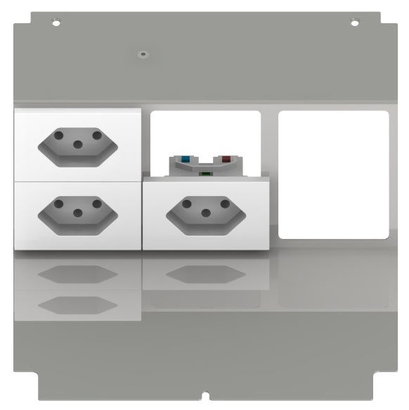 Produktbild UBD 210 216  -  Steckdoseneinsatz für 6 FLF, leer, mit 3x 1xT13, weiss