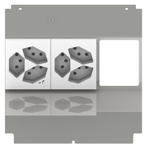 Produktbild UBD 210 219  -  Steckdoseneinsatz für 6 FLF, leer, mit 1x 3xT13, weiss, + 1x 3xT13/s, weiss