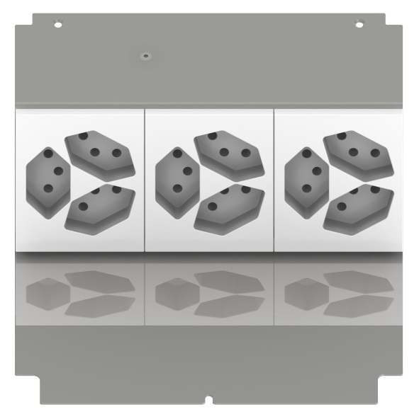 Produktbild UBD 210 222  -  Steckdoseneinsatz für 6 FLF, leer, mit 3x 3xT13, weiss