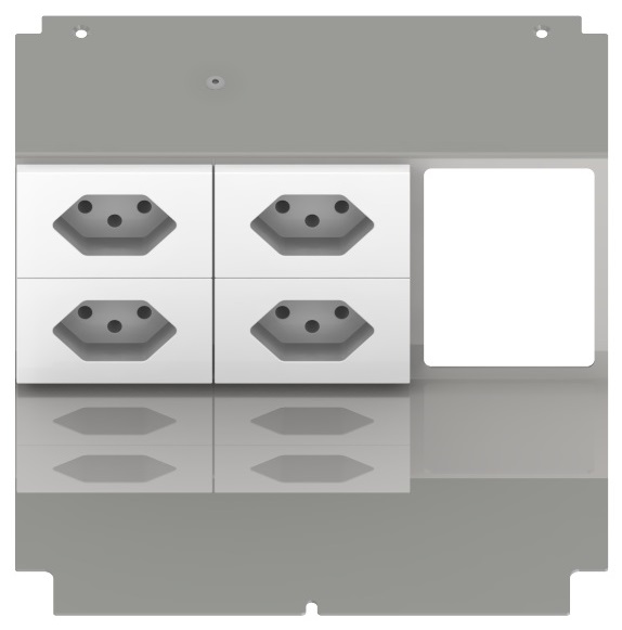 Produktbild UBD 210 223  -  Steckdoseneinsatz für 6 FLF, leer, mit 4x 1xT13, weiss