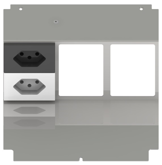 Produktbild UBD 210 228  -  Steckdoseneinsatz für 6 FLF, leer, mit 1x T13, weiss, + 1x T13, schwarz