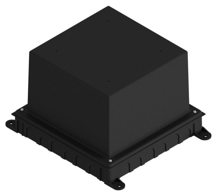 UBD 210 250  -  Kunststoff-Einbaubox, schwarz, inkl. Styroporklotz im Inneren, oben: 220x220mm, unten: 260x310mm, H: 185mm