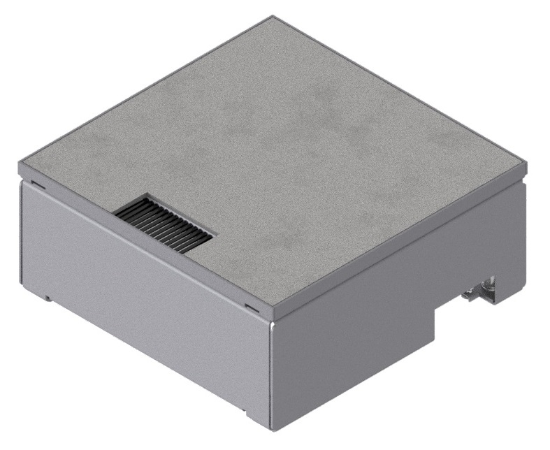 Produktbild UBD 212 163  -  Schwerlast-Unterflur-Bodendose UBD 210 inkl. belegtem Deckel aus Chromstahl, geschliffen, und 1 Bürstenauslass