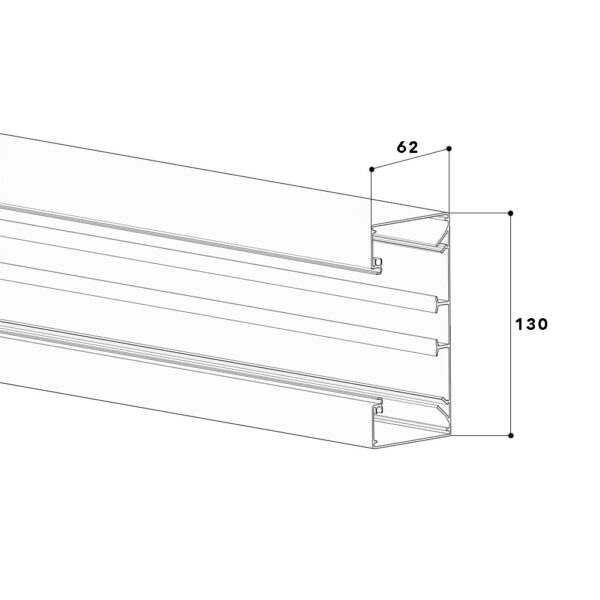 Produktbild BRA 060 130  -  Brüstungskanal BRA 60x130/80, Aluminium natureloxiert BRA-UT, Unterteil ohne Bodenlochung, mit DIN-Montagesc