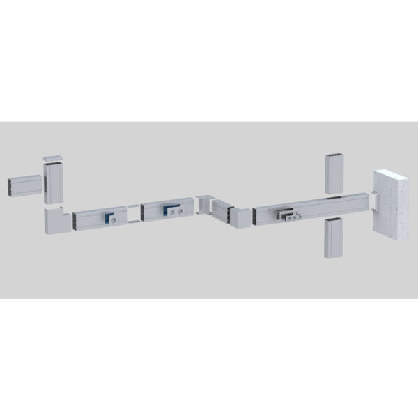 Produktbild BRA 060 132  -  Inneneck zu Brüstungskanal BRA 60x130/80 BRA-IE, stossabdeckendes Haubenformteil, Schenkellänge = 180mm, Alumini