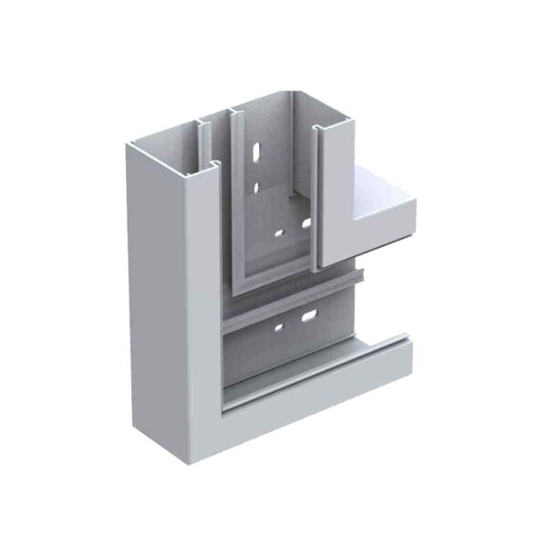 Produktbild BRK 060 139  -  Flachwinkel zu Brüstungskanal BR 60x130/80 BR-FW, Gehrungsformteil, Schenkellänge = 200mm, Kunststoff reinweiss
