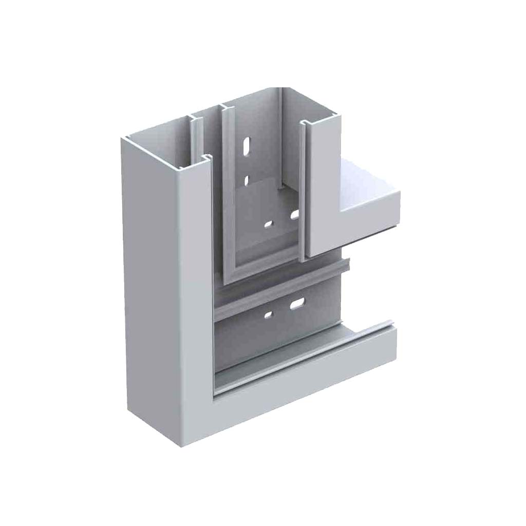 Produktbild BRK 060 139  -  Flachwinkel zu Brüstungskanal BR 60x130/80 BR-FW, Gehrungsformteil, Schenkellänge = 200mm, Kunststoff reinweiss