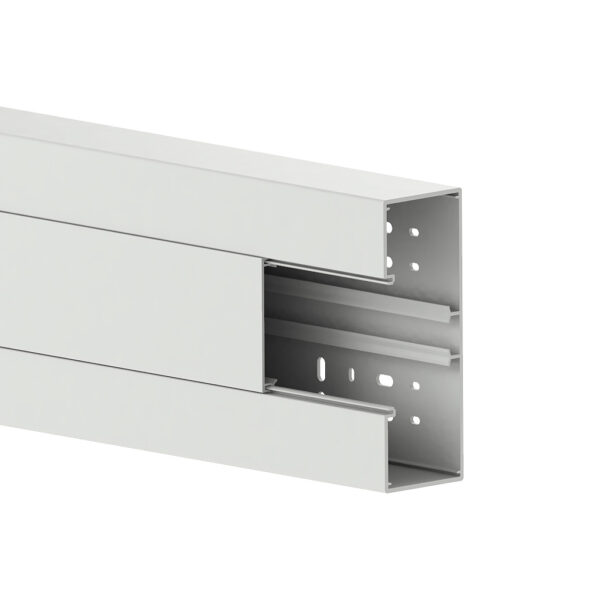 Produktbild BRK 060 170  -  Brüstungskanal BR 60x170/80, Kunststoff PVC reinweiss RAL 9010 BR-SET, Unter- und Oberteil, mit Bodenlochung und