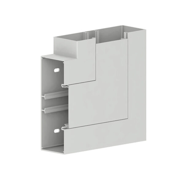 Produktbild BRK 060 179  -  Flachwinkel zu Brüstungskanal BR 60x170/80 BR-FW, Gehrungsformteil, Schenkellänge = 200mm, Kunststoff reinweiss
