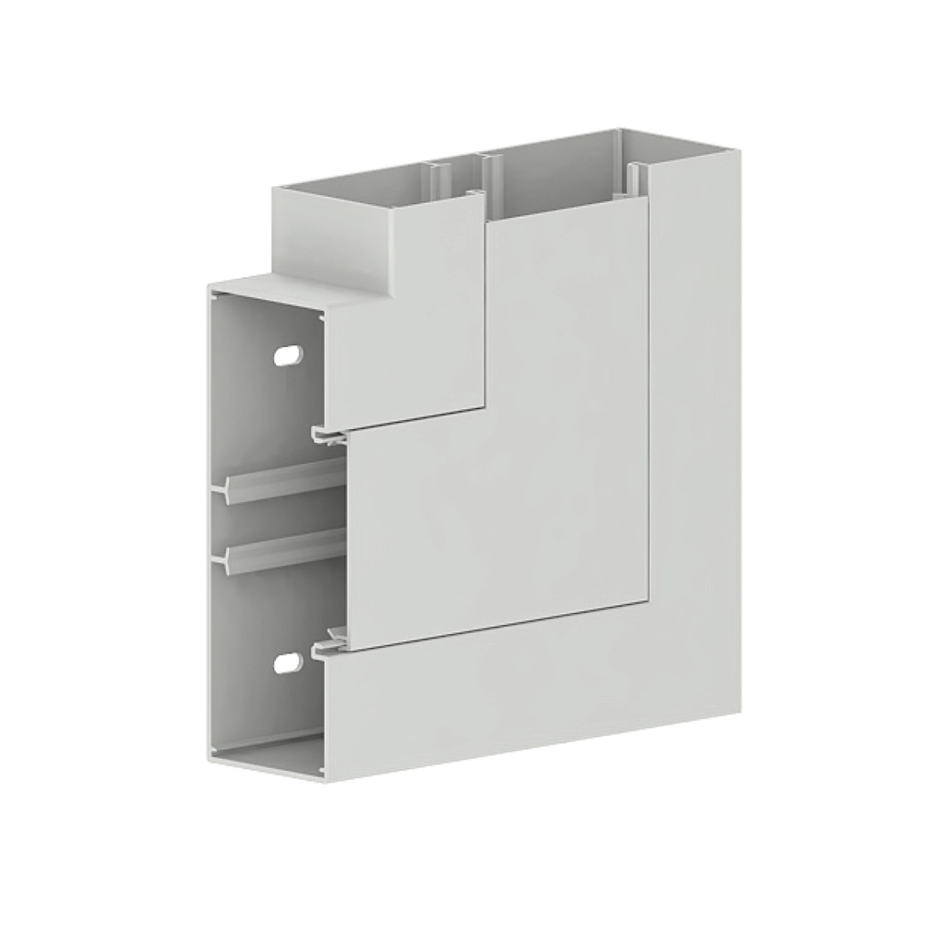 Produktbild BRK 060 179  -  Flachwinkel zu Brüstungskanal BR 60x170/80 BR-FW, Gehrungsformteil, Schenkellänge = 200mm, Kunststoff reinweiss