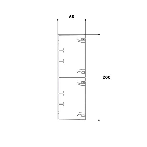 Produktbild BRK 065 200  -  Brüstungskanal BR 65x200/80 duo, Kunststoff PVC reinweiss RAL 9010 BR-SET, Unter- und Oberteil, mit Bodenlochung