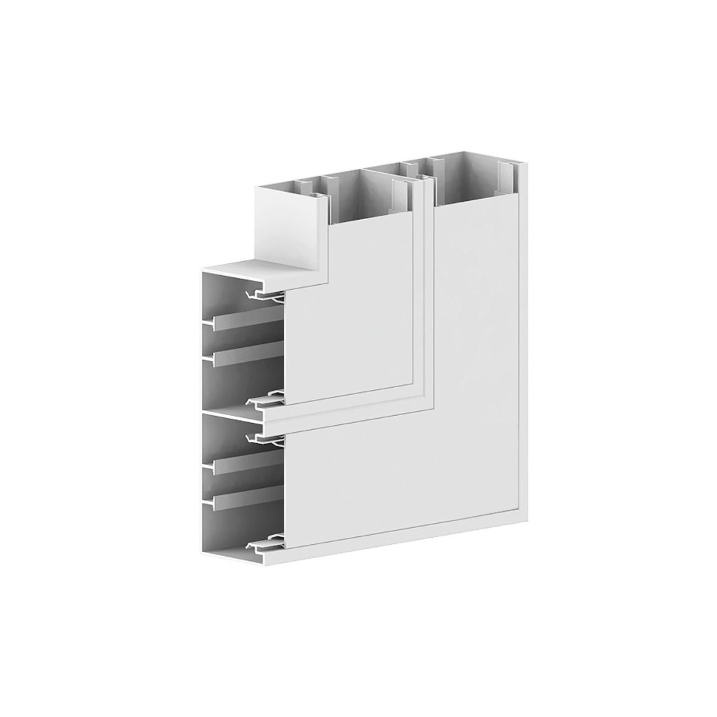 Produktbild BRK 065 209  -  Flachwinkel zu Brüstungskanal BR 65x200/80 duo BR-FW, Gehrungsformteil, Schenkellänge = 200mm, Kunststoff reinwe