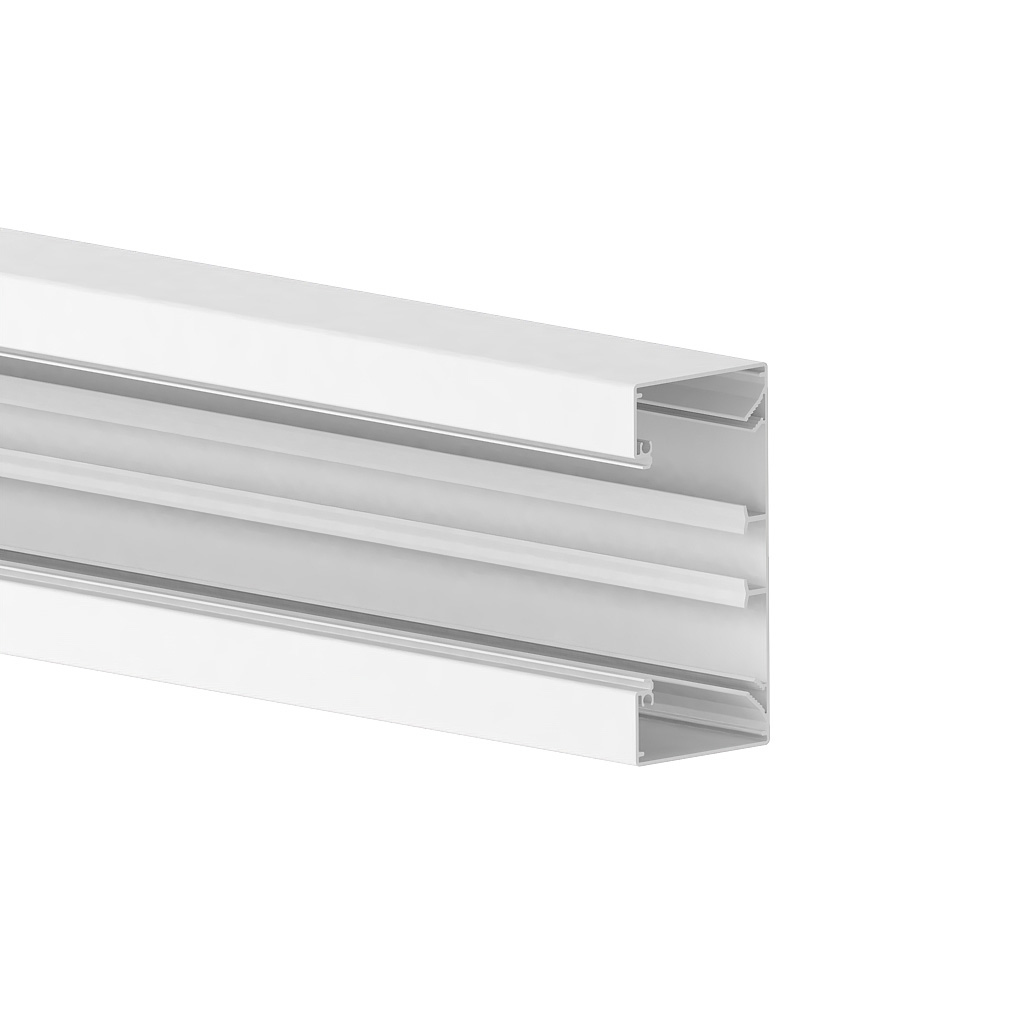 Produktbild BRW 060 130  -  Brüstungskanal BRW 60x130/80, Aluminium reinweiss RAL 9010 BRA-UT, Unterteil ohne Bodenlochung, mit DIN-Mont
