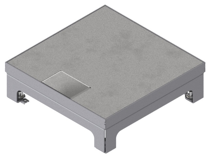 Produktbild UBD 215 207  -  Unterflur-Bodendose UBD 210 small inkl. belegtem Deckel aus Chromstahl, geschliffen, und 1 Schnurauslass