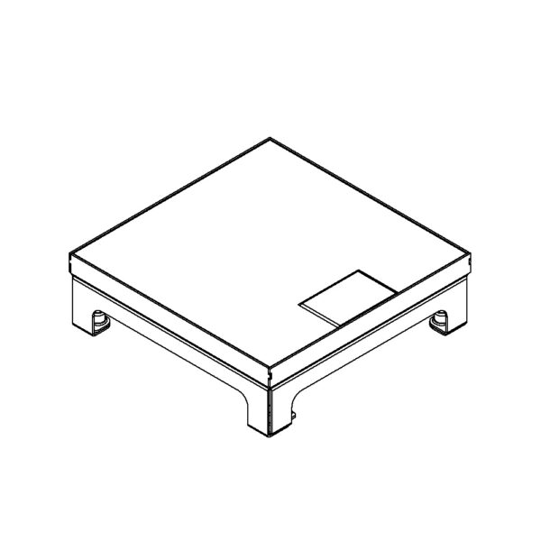 Produktbild UBD 215 207  -  Unterflur-Bodendose UBD 210 small inkl. belegtem Deckel aus Chromstahl, geschliffen, und 1 Schnurauslass