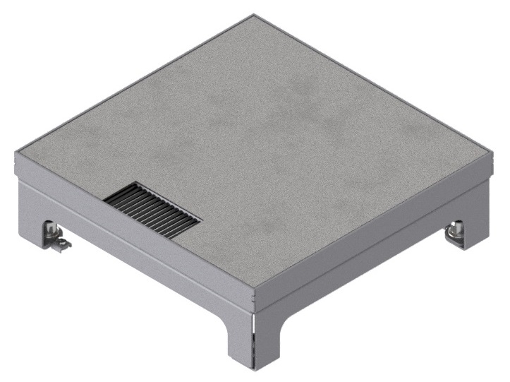 Produktbild UBD 215 208  -  Unterflur-Bodendose UBD 210 small inkl. belegtem Deckel aus Chromstahl, geschliffen, und 1 Bürstenauslass